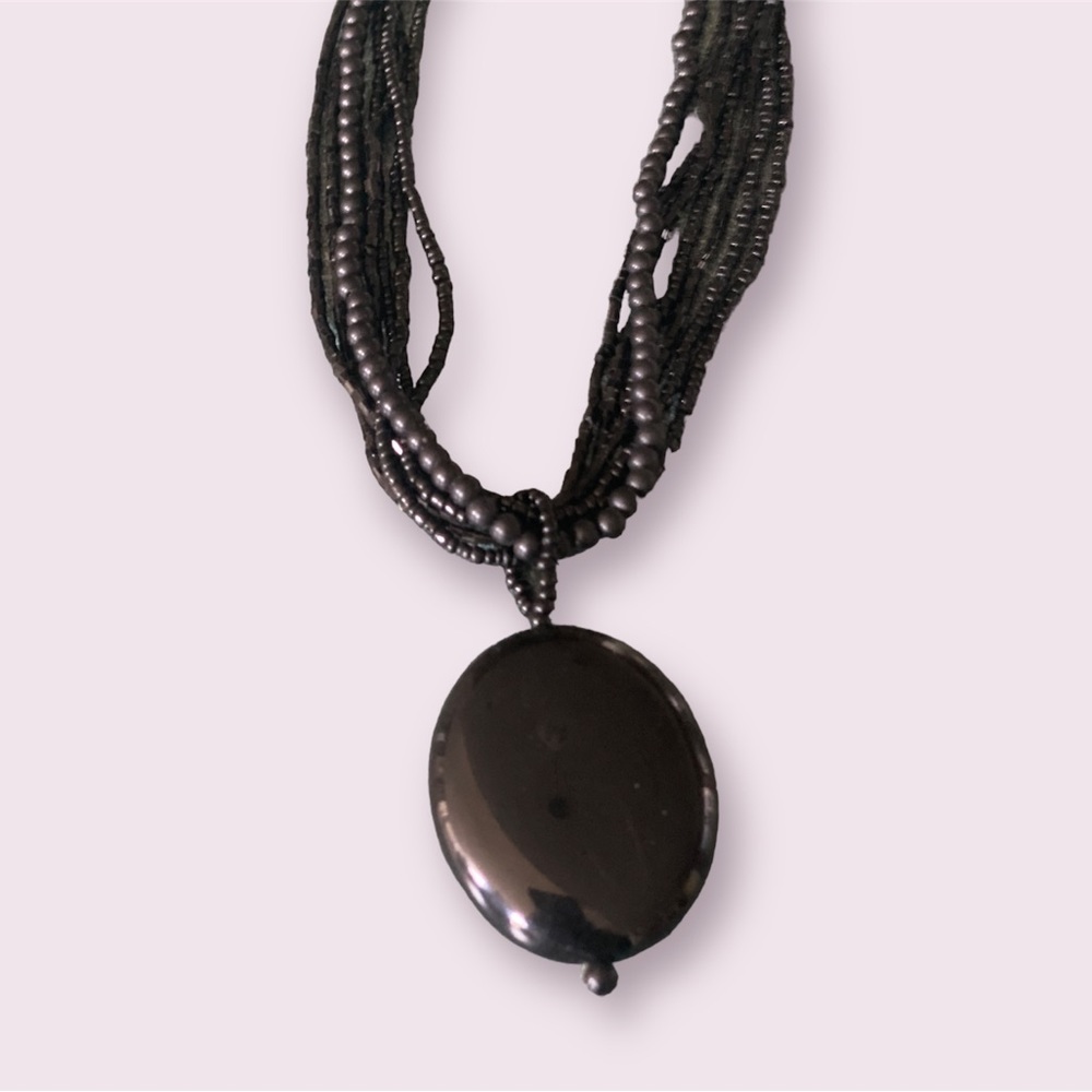 Black beaded statement necklace